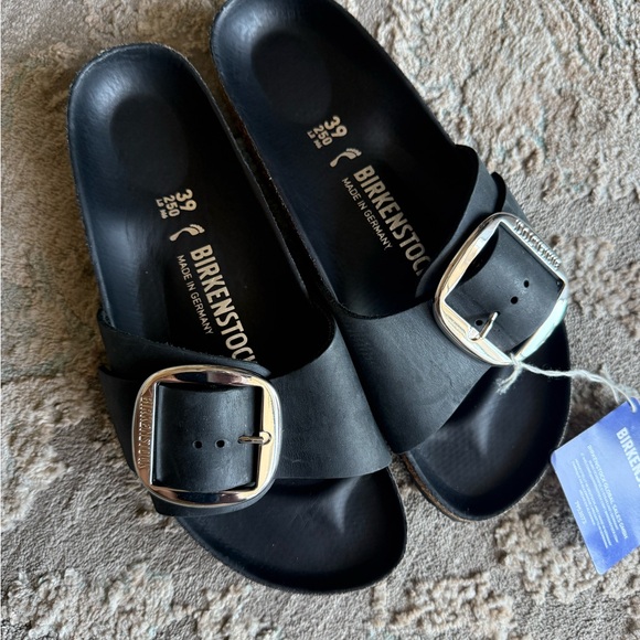 Birkenstock Madrid Big Buckle 39 (8) Black with silver buckle-NWT NO BOX - Picture 7 of 11